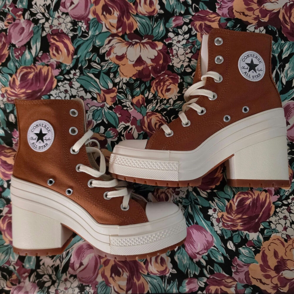 Converse Chuck 70 De Luxe Heeled High Top Platform Boots – Brown / Egret
